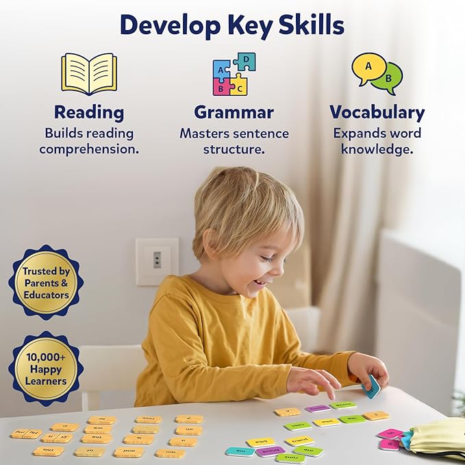 Skillmatics Educational Board Game - Sentence Search, Learning Toy for Kids, Sentence Building Activity, Creative Word Play, Screen-Free Fun, 120+ Tiles (1.3 x 1 Inches), Gifts for Ages 5, 6, 7, 8