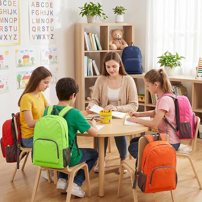 clothmile 36 Pcs Back to School Backpacks in Bulk Classic Colorful Foldable Backpacks 420d Fabric Multi-Use Book Bags for Outdoor Travel Student School Supply 8 Colors