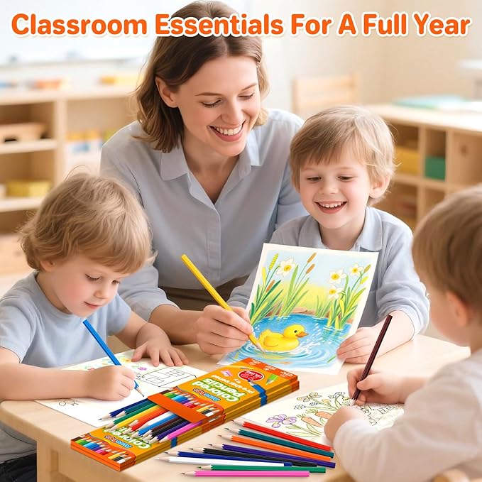 AuroTops 100 Packs Colored Pencils Bulk,1200 Count Pre-Sharpened Colored Pencils in Bulk,Vibrant Colors,12 Color Pencils Set for Classroom Prizes,Back to School Supplies