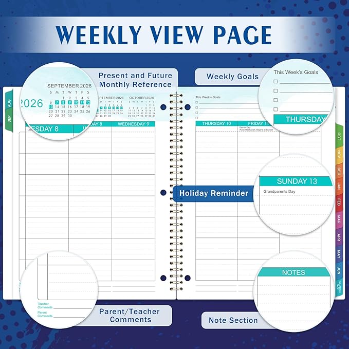 Student Planner 2026-2027 - Academic Year Weekly & Monthly School Planner, Aug 2026 - June 2027, 11’’ × 9’’, Academic Planner with Stickers, Monthly Tabs, Perfect Organizer