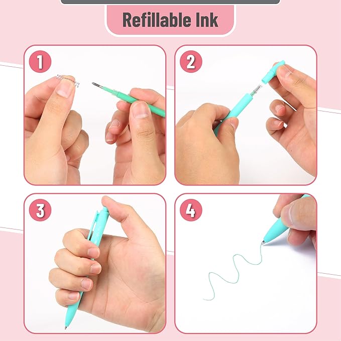 Mr. Pen- Retractable Gel Pens, 12 Pack, Assorted Colors Ink, Fine Point 0.7mm, Fast Dry, Smooth Writing, Cute Pens for Drawing, Writing Planner and School Supplies