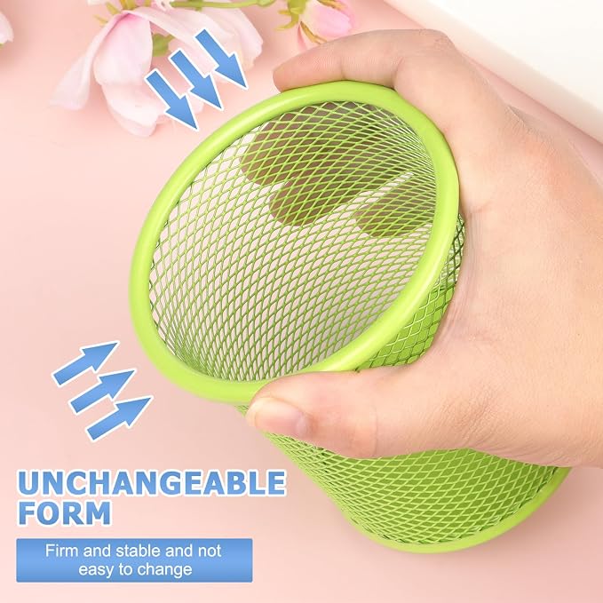 Tamaki Pen Holder Cup for Desk, Wire Mesh Pencil Cup Holder, Green | Pen Cup for Desk Office Pen Organizer
