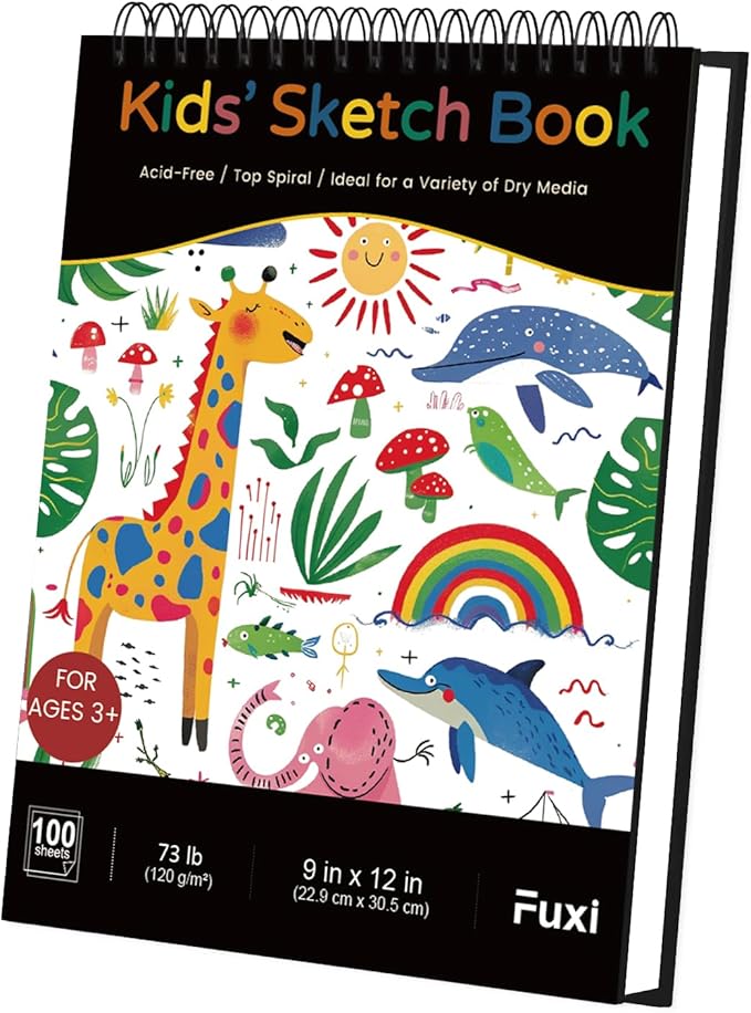 Sketch Book for Kids, 9" x 12" Kid Sketchbook, 100 Sheets (73lb/120gsm) Thick Drawing Paper for Kids, Spiral Sketch Pad for Kid, Easter Basket Stuffers.