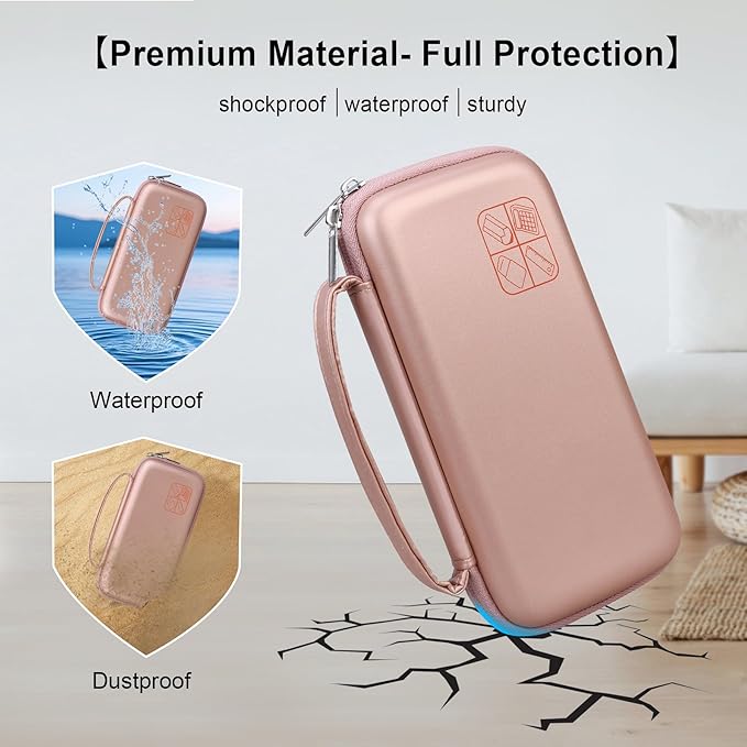 Elonbo Carrying Case for Texas Instruments TI-84 Evo Graphing Calculator, TI-84 Plus CE Evo Graphing Calculator Storage Protective Holder, Extra Mesh Pocket Fits Cable Charger, Rose Gold