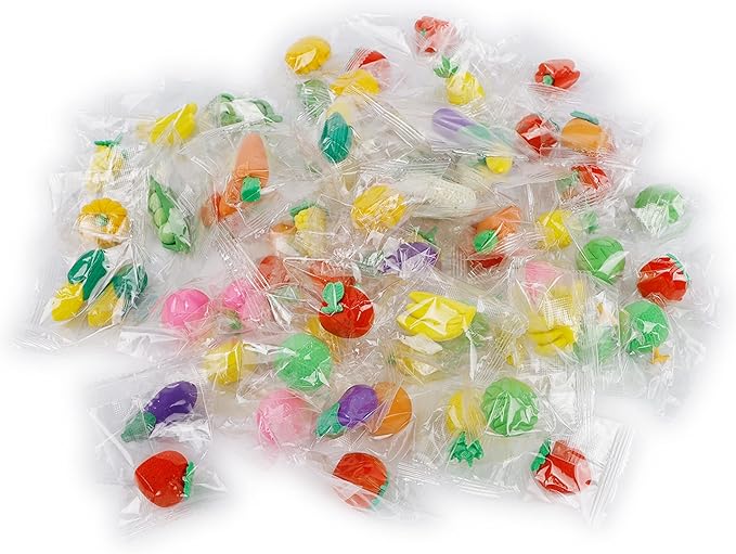 Cllayees 72 Pcs Assorted Fruit Pencil Erasers Toy Set, Mini Vegetable Puzzle Erasers Bulk, 3D Come Apart Gift for Kids Reward Party Favors (Fruit and Vegetable)