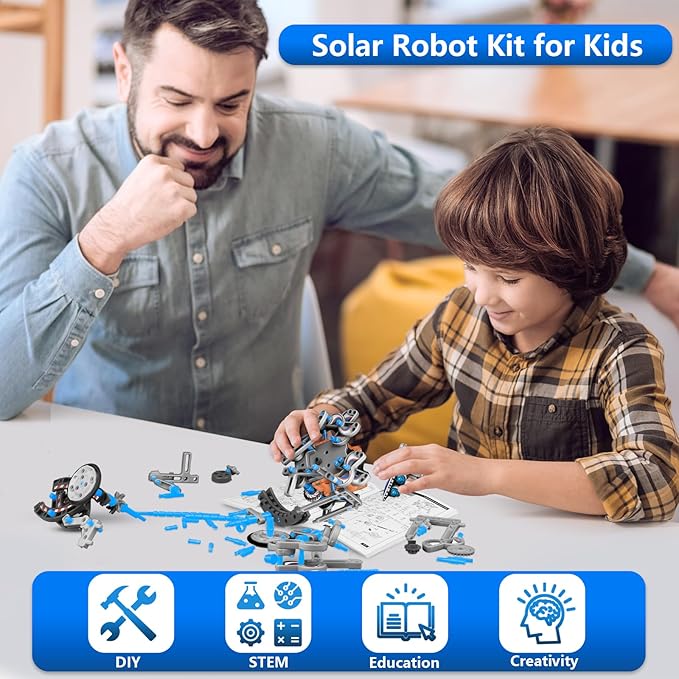 Dioju 13-in-1 Solar Robot Toys for Ages 8 9 10 11 12 Year Old Boys Girls, STEM Science Kits for Kids Age 8-12, Building Experiments Robotics Kit STEM Projects for Kid Christmas Birthday Gifts (Gray)
