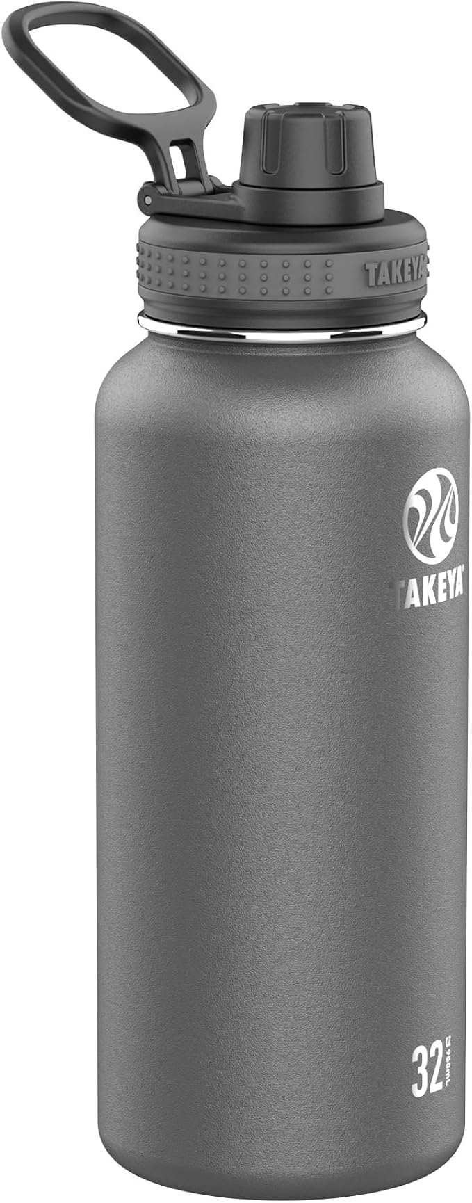 Takeya Originals 32 oz Vacuum Insulated Stainless Steel Water Bottle - Leakproof & BPA-Free Spout Lid - Keeps Drinks Cold 24 Hrs/Hot 12 Hrs - Double-Wall Design - Ideal for Active Lifestyles, Graphite