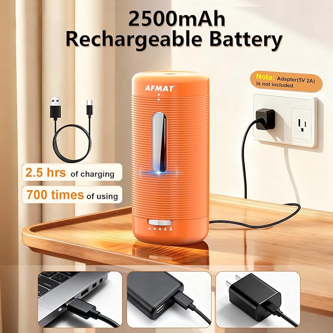AFMAT Electric Pencil Sharpener, Fully Automatic Pencil Sharpener, Auto in & Out, Rechargeable Hands-Free Sharpeners for Jumbo & Colored Pencils (6.5-12mm), Portable for Home/Classroom/Office PSC2