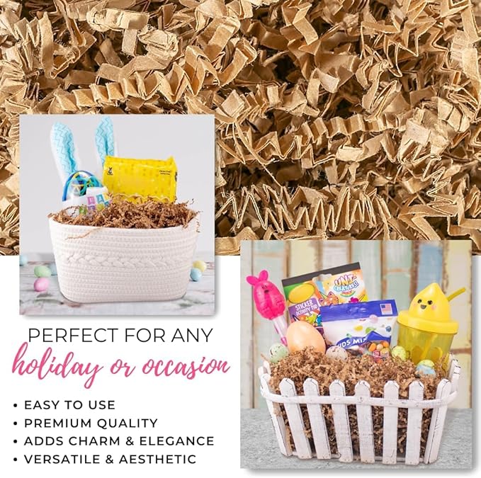 MagicWater Crinkle Cut Paper for Gift Baskets - 5LB Kraft - Perfect for Shredded Paper Filler, Basket Filler, Gift Boxes, Bridesmaid Gifts, Christmas Stuffers & More – Ideal for All Occasions