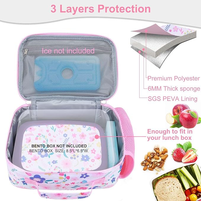 RHCPFOVR Kids Lunch Bag - Insulated Lunch Box for Boys Girls Washable Lunch Bag and Reusable Toddler Leak-proof Lunchbox for School and Daycare