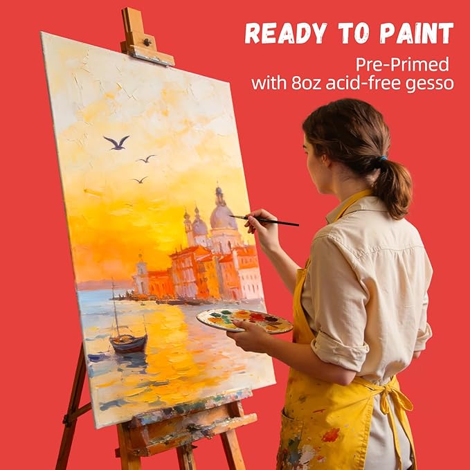 Simetufy 5 Pack 20"x30" Large Canvas Boards & Panels for Painting, Paint Canvas for Adults & Artists– 100% Cotton Acid Free Primed for Acrylic & Oil