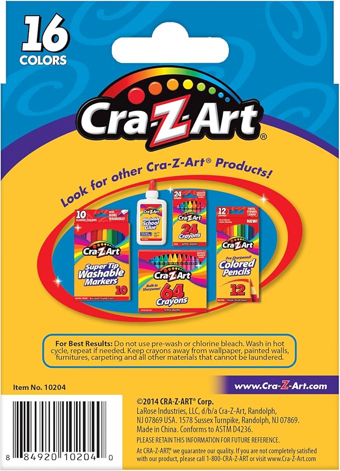 Cra-Z-Art 16ct Washable Jumbo Crayons, Easy Clean Up, Back To School Supply, Creative Fun for Children, Ages 3 and Up