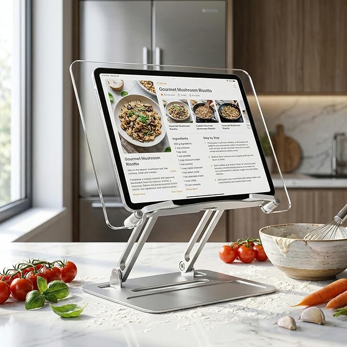 Book Holders for Reading Hands Free - Acrylic Book Stand for Reading, Ergonomic Reading Stand for Textbook Student, Portable Laptop Book Stand for Desk,Recipe,Music Sheets