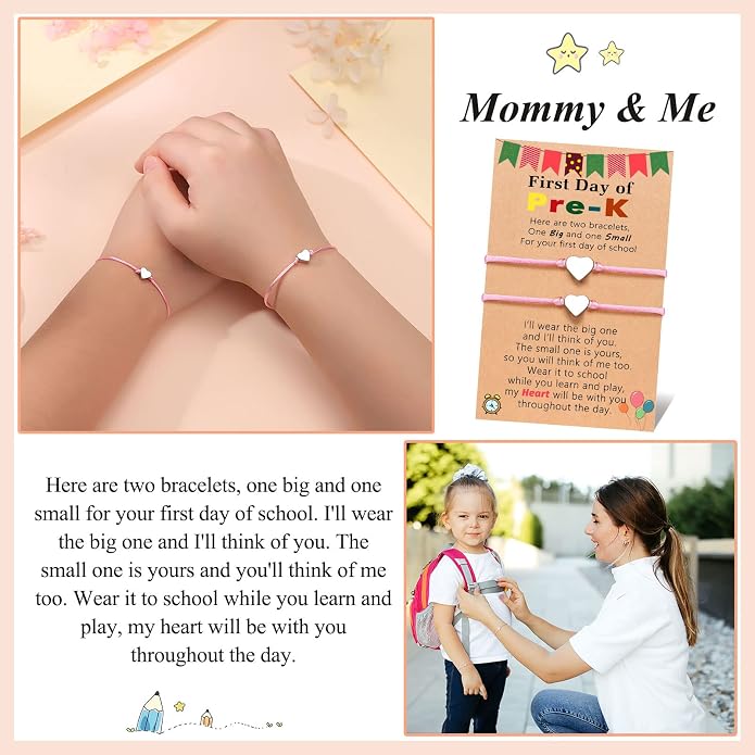 UNGENT THEM Big & Small Heart Bracelets Back to School Gifts for Girls