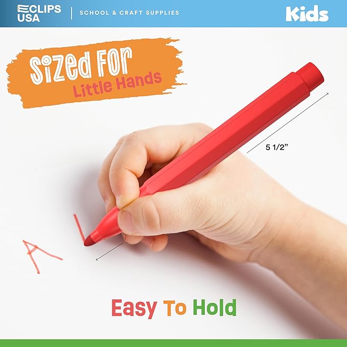 E-CLIPS USA Jumbo Markers For Kids, Colored Markers For School, Washable markers Bulk Classroom, Broad Tip, 8 Per Box (12 Pack)