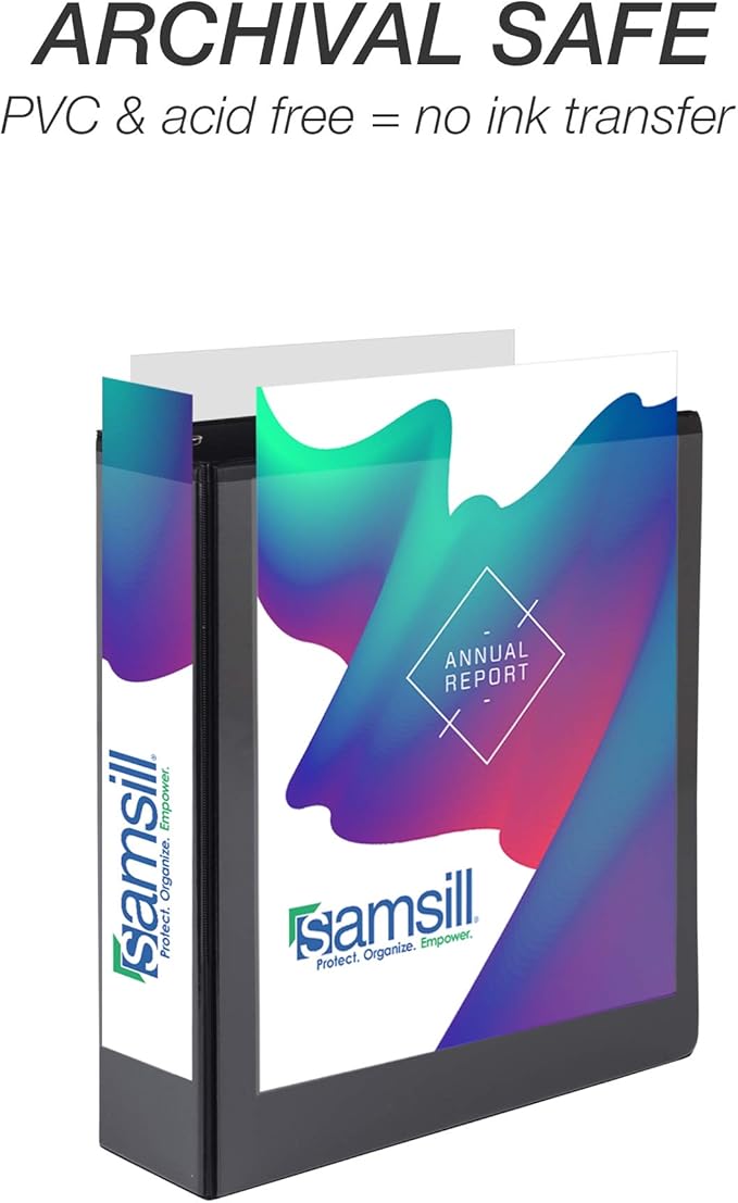 Samsill Durable 2 inch 3 Ring Binder, D Ring Binder, 100% Recycled Chipboard, Black, 4 Pack