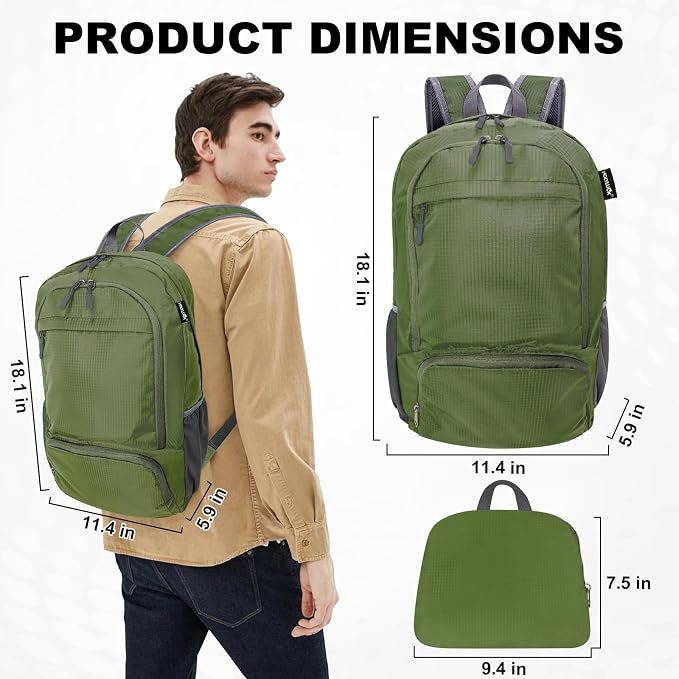 HOLYLUCK 20L lightweight packable Hiking Daypack Foldable Backpack for Men Women Small Travel Outdoor Foldable Shoulder Bag