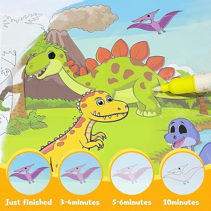 Water Painting Books for Toddlers, 4 Pack Reusable Magic Water Coloring Book with Water Pen Fairy Tale for Ages 3+, Water Doodle Book Travel Toys for Kids(Mix-4color)