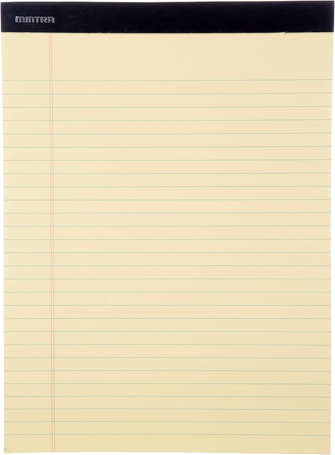 Mintra Office Canary Legal Pads - With Micro-perforated sheets, Smooth-lined paper, Ideal for Office Tasks, Assignments or Notes, Meetings, and Journaling, 6 pack Wide Ruled, Basic Pad, 8.5"x11"