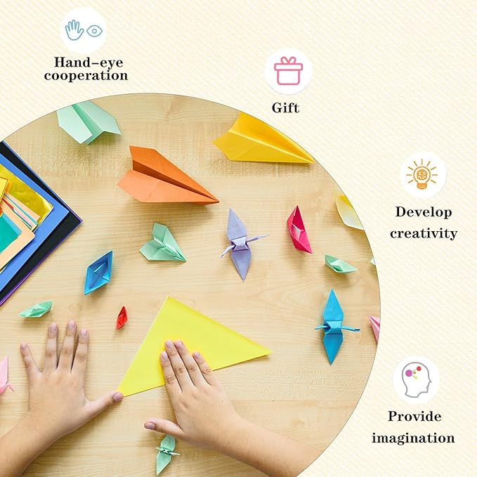 200 Sheets Origami Paper, 20x20 cm/8 Inch Origami Paper Double Sided(70gsm), 20 Colors Large Origami Paper Squares for Kids DIY School Arts Crafts Projects Children Adults