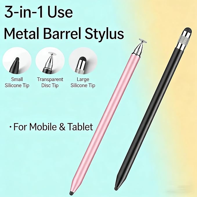 3-in-1 Stylus Pen for Nintendo Switch, High Precision and Sensitivity, Compatible for Samsung Galaxy/iPhone/iPad/Android Tablets, Universal Stylus Pen for All Touchscreen Devices (Black/Rosegold)