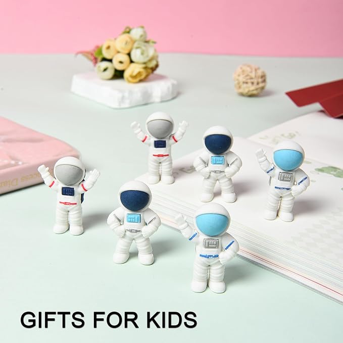 HILAZA 18Pcs Cute Outer Space Themed Erasers for Kids Bulk, Kawaii Fun Spaceman Desk Pet Pencil Erasers for School Classroom Supplies Prize Gifts Party Favors