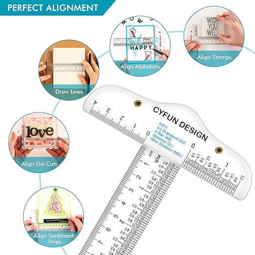 5PCS 6''/12 '' Acrylic Clear Edge Rulers T-Square Ruler, inches and Metric Zero-Centering, T Square Ruler Transparent,for Crafting Drafting and General Layout Work Art Framing & Drafting Scrapbooking