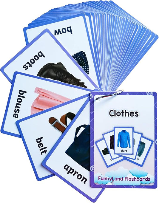 Lilias Clothes Flash Cards, Toddler Learning Toys, Preschool Learning Toys, Homeschool Supplies, Learning Supplies for Kindergarten, 4.3 X 3.14 Inch, 35 Cards in Set