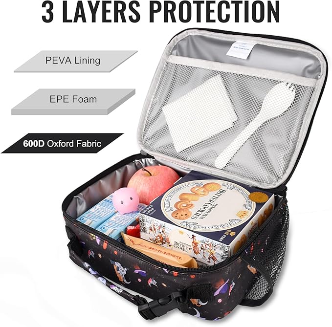Genteen Lunch Box Kids, Prints Insulated Lunch Bag Kids Boys Girls,Soft Bag Mini Cooler Back to School Thermal Meal Tote Kit Lunch Box for School,Work,Outdoor - Astronaut