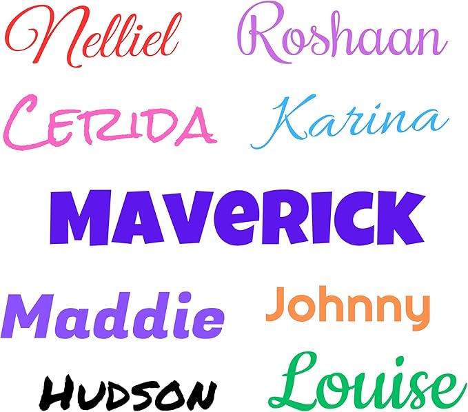 Custom Waterproof Name Stickers for Water Bottles, Personalized Daycare Name Tags, Name Labels for Cups, Food Containers, Lunch Boxes, Laptop and School Supplies (Pure Text)