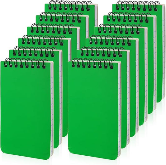 12 Pack mini Spiral Steno Pads,3x5 Inch Small Notepads,Small Pocket Notebooks, College Ruled Lined Note Pads For Kids Adults Outdoor,Home,School,Office,75 Sheets/150 Pages (Green)
