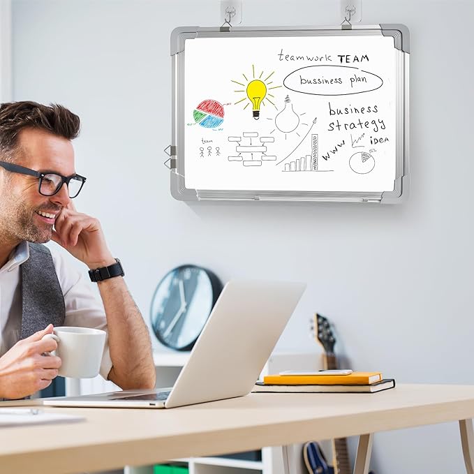 White Board Dry Erase, 12" x 16" Magnetic Whiteboard Double-Sided Dry Erase Board, 10 Markers, 4 Magnets, 1 Eraser, Portable Small Whiteboards for Adults School Office Home