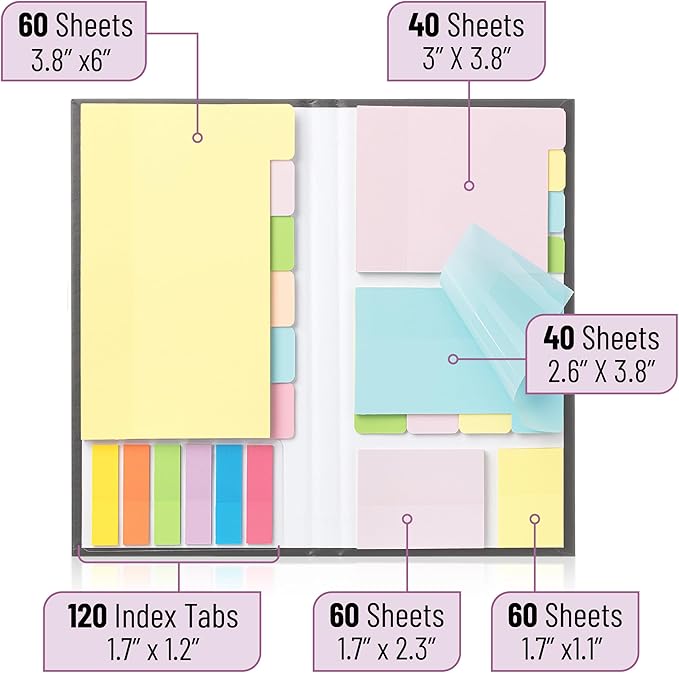 Mr. Pen- Transparent Sticky Notes Set, 380 Pack, Transparent Sticky Notes Tabs with Black Fineliner Pen for Bible Study, Office, School, Planning, Journaling & Organization