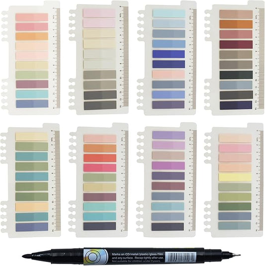 YOUDEFUL 1600pcs Translucent Page Markers,Morandi Sticky Note Tabs with Binders,Repositionable Book Flags Tabs Strip for Annotating Books,Clear Sticky Notes,Page Tabs,Index Tabs
