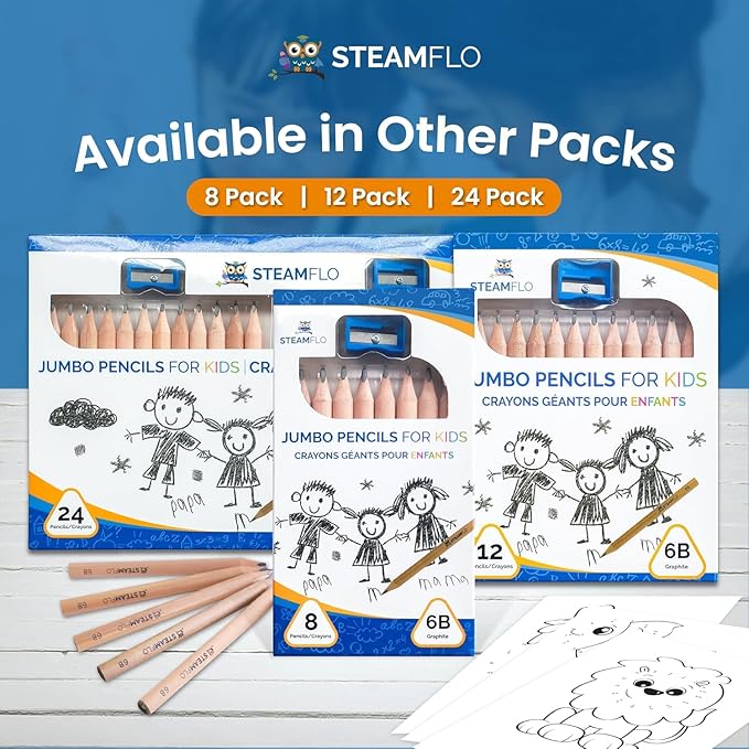 Learning Pencils for Toddlers 2-4 Years – Our Kids Pencils for Beginners Toddlers and Preschoolers with Jumbo Triangle Shape are Specially Designed Triangle (12 Pack + Sharpener)