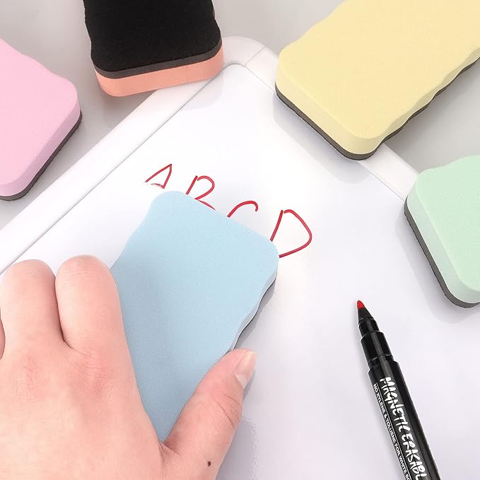 Tamaki Magnetic Whiteboard Eraser, Dry Eraser Erasers, Dry Erasers for Kids Classroom, 6 Colors (6 Pack, Pastel Wavy)