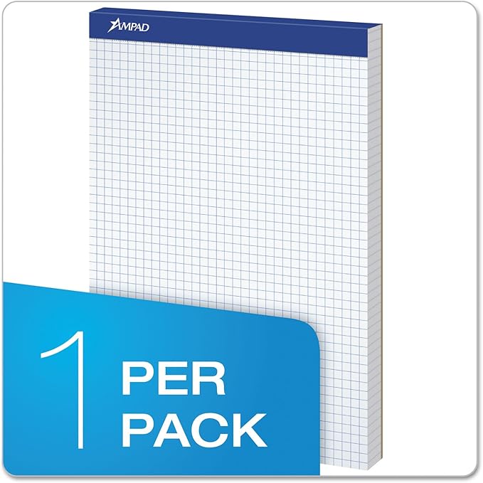 Ampad Evidence Quad Dual-Pad, Quadrille Rule, Letter Size (8.5 x 11.75), White, 100 Sheets per Pad (20-210)