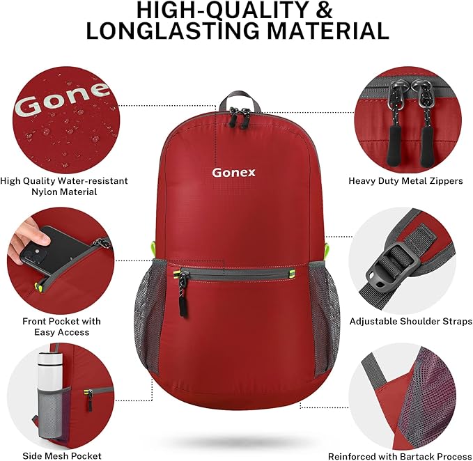 Gonex Ultra Lightweight Packable Backpack Daypack Handy Foldable Camping Outdoor Travel Cycling Backpacking