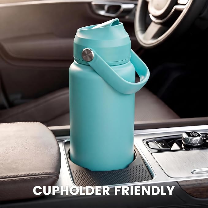 Fijinhom 18oz Insulated Stainless Steel Water Bottle, Wide Mouth Double Wall Vacuum, Silicone Straw, Sweat & Leak Proof, BPA Free Insulated Water Flask for Travel, Keep Cold 24h Hot 12h, Sky