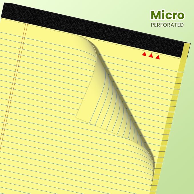 AILZFEI 2-Pack 8.5x11 Inch Yellow Note Pads, 50 Sheets per Pad - College Ruled Legal Pads for Students, Office & Home - Bright Paper for Smooth Writing - Perforated, No Bleed-Through, Pads of Paper