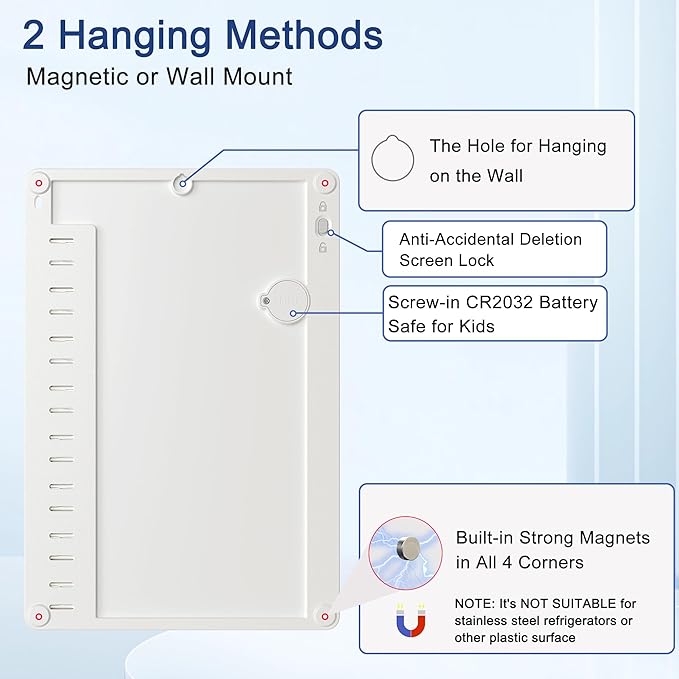 Autonomier Upgrade 1Pack LCD Writing Tablet Magnetic Chore Chart, to Do List ADHD Tool, 10.3"X7.1" One-Click Clear Digital Rewritable Board for Fridge with 8 Sliders