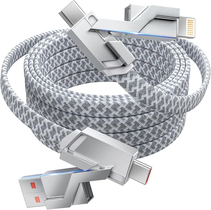 4 in 1 Charging Cable 5FT -MAX 66W USB C Cable Fast Charging, Multi Charging Cable, Multiple iPhone Charger Cord for iPhone 17/16/15/14/13/iPad/Android/Tablets/Car and More, Cruise Travel Essentials