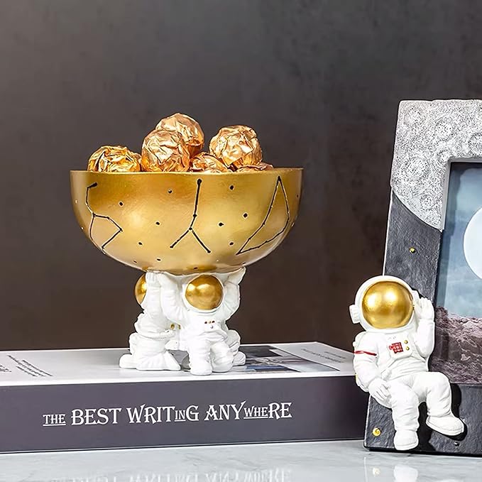 Astronaut Decorative Bowl for Sundries, Spaceman Candy Bowl, Key Holder and Jewelry Storage Box, Astronaut Decor, Gifts for Spaceman Lover, Resin, 5.09" W