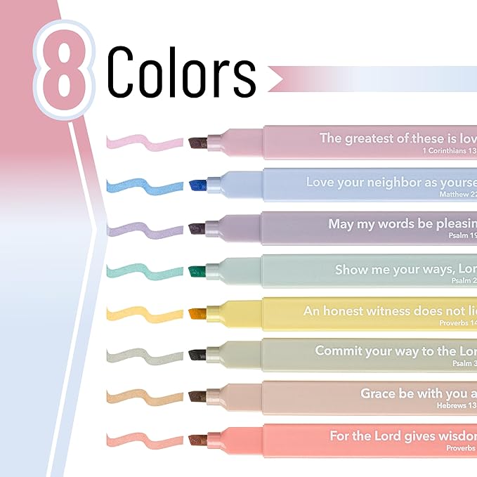 Mr. Pen- Bible Highlighters with Color-Coding System, 8 Pack, Soft Chisel Tip, Aesthetic Highlighters Assorted Colors, Fast Drying Bible Markers No Bleed Through for Journaling and Underlining