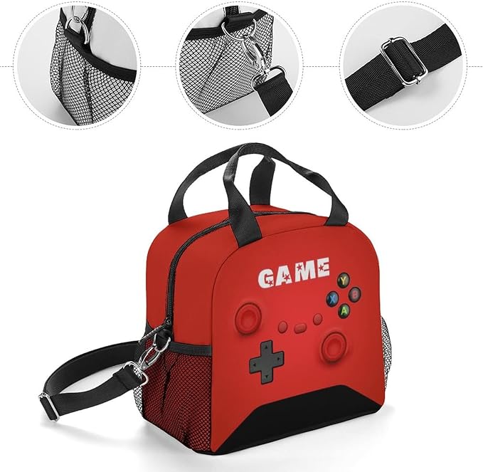 Insulated Lunch Box for Boys Girls, Game Lunch Bag for School Work Office Travel Picnic Hiking Beach, Waterproof Leakproof Portable Fits Most Bento Boxes