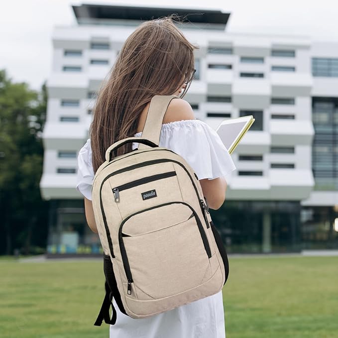 Paude Backpack for Teens, Laptop, College, University, Business, Travel - 15.6 Inch, Beige