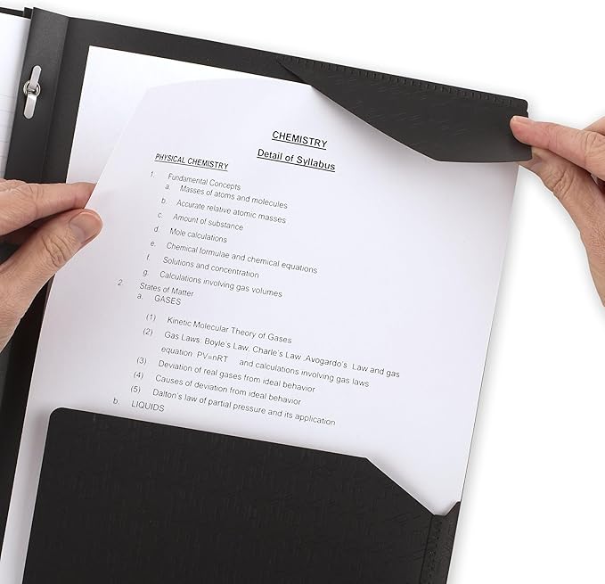 Five Star 2-Pocket Folder, Plastic Folder with Stay-Put Tabs and Prong Fasteners, Holds 8-1/2" x 11" Paper, Black (72113)