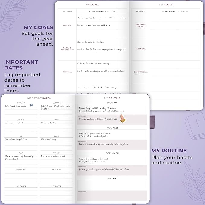 Clever Fox Christian Hourly Weekly Planner – Goal Setting Planner with Time Slots, Monthly Budget, Sermon Notes, Bible Reading Tracker (Lavender)