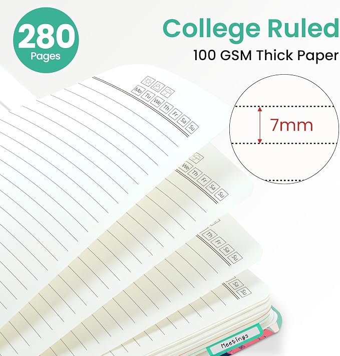 ZOTIA Large Spiral Notebooks for Work 5 Subject with Removable Dividers