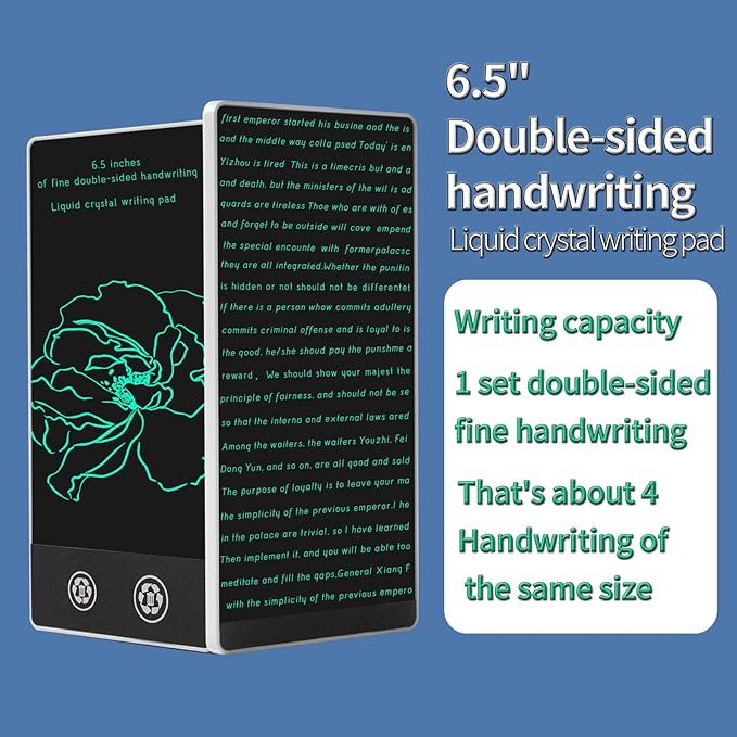 Mini LCD Writing Tablet 2 Sides Screen Erasable Reusable 6.5inch and 6inch Electronic Drawing Pads Portable Digital Scratchpad for Adults Kids Home Office (Black)